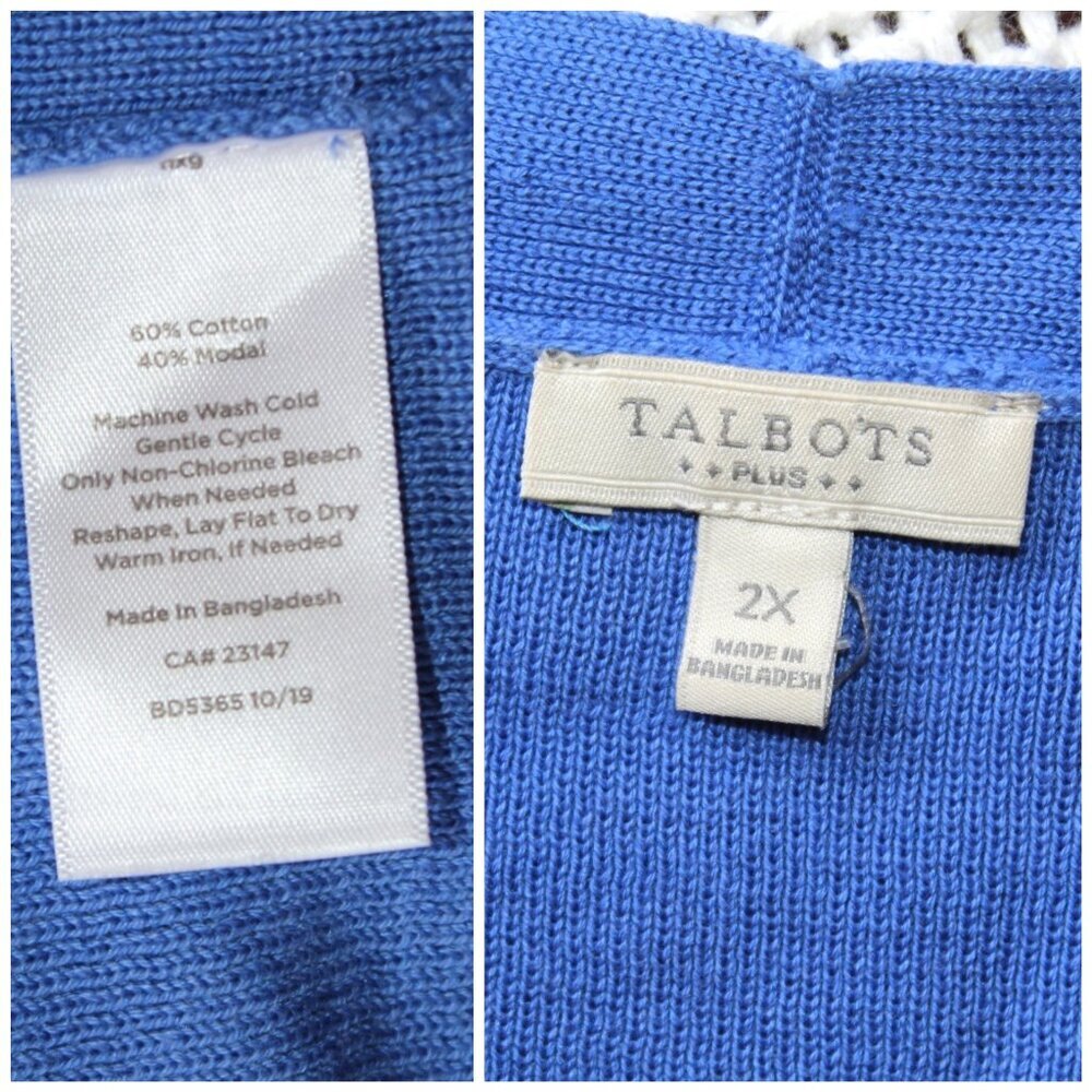 Talbots Open Front Cardigan Solid Blue Sweater Si… - image 6